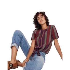 Madewell button back tie tee in Rosalind stripes size S